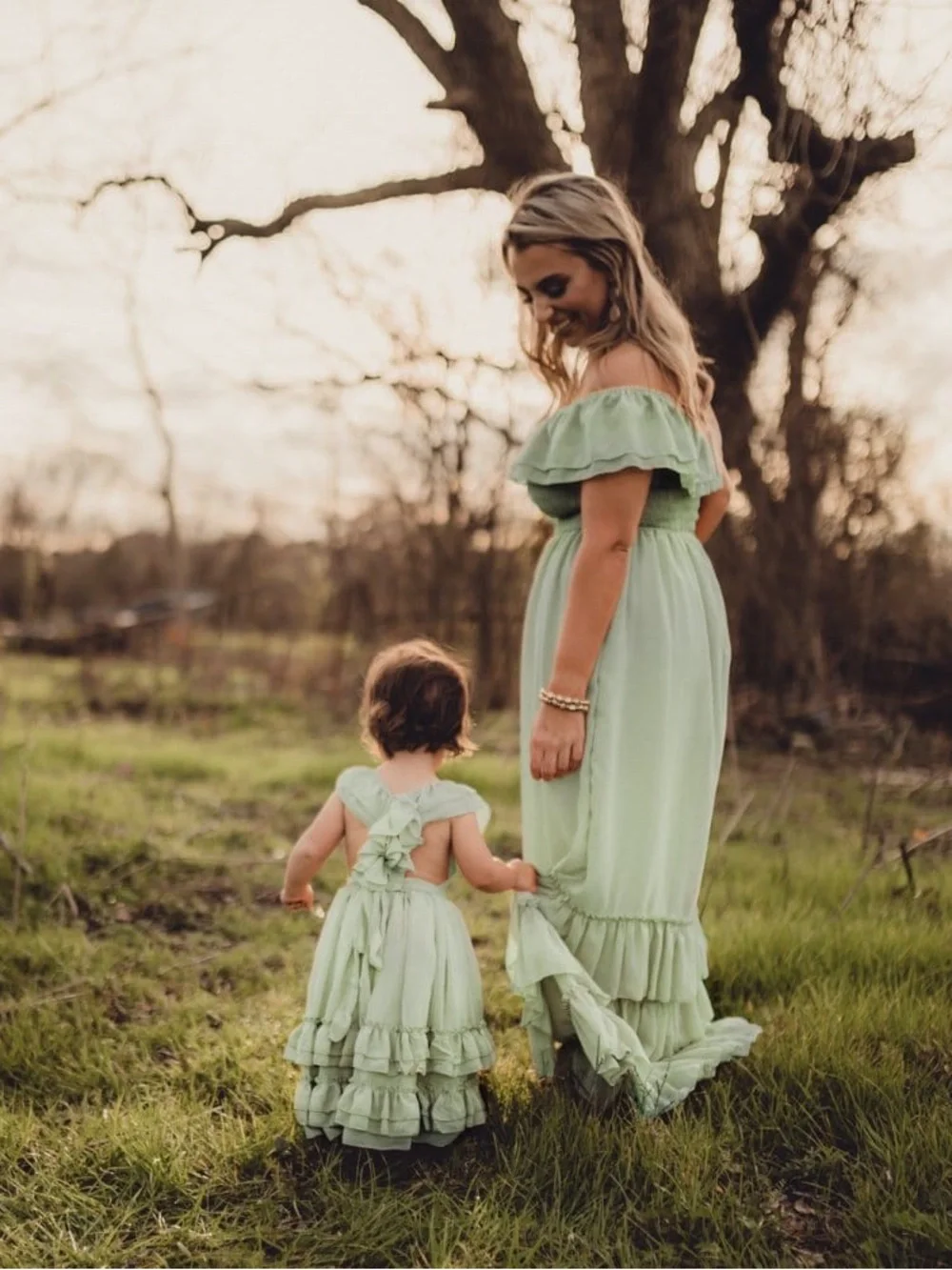 Bailey’s Blossoms Ruffled Maxi Dress in Sage - Picture 2 of 9
